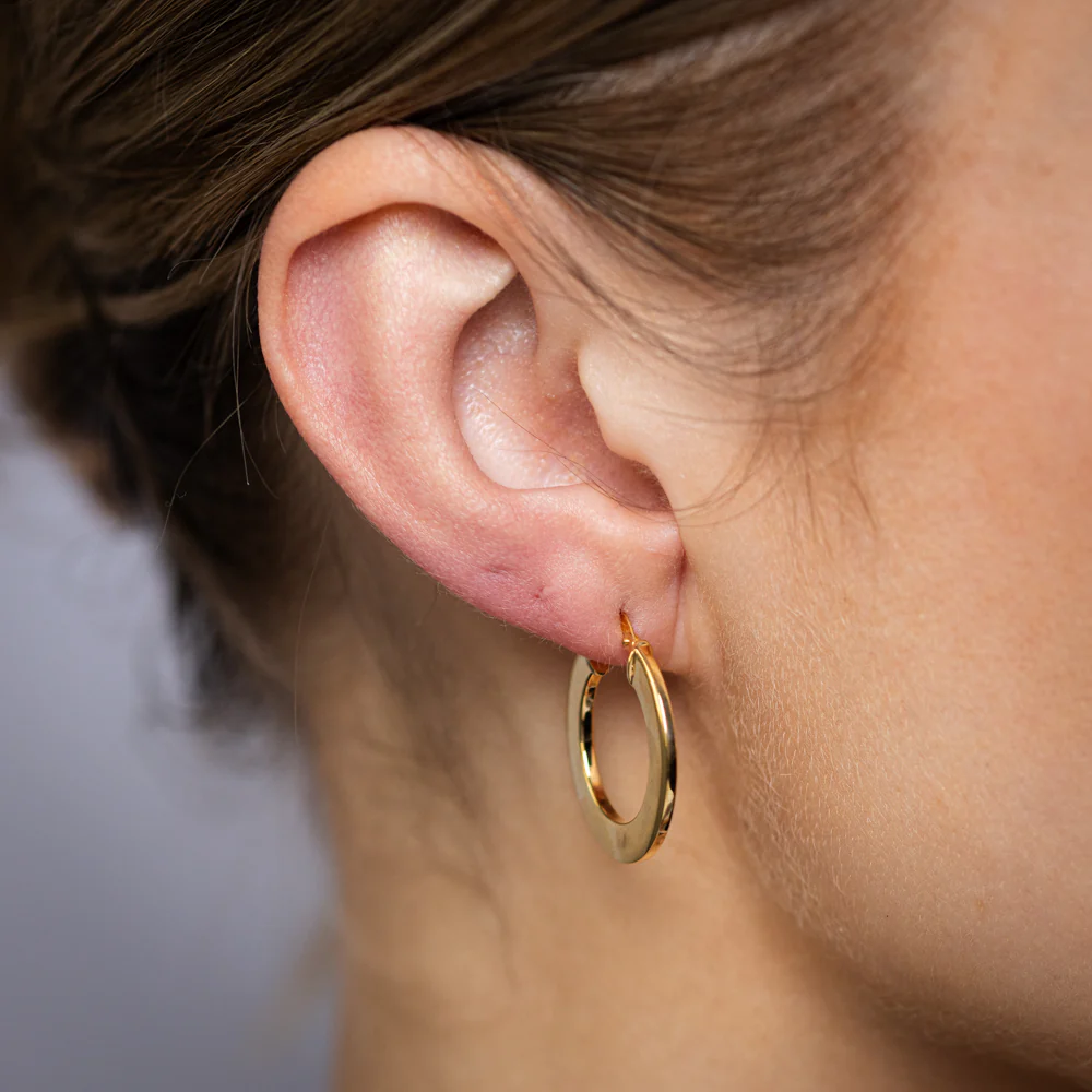 9ct Yellow Gold Silverfilled Polished Broad 15mm Hoop Earrings - Image 2