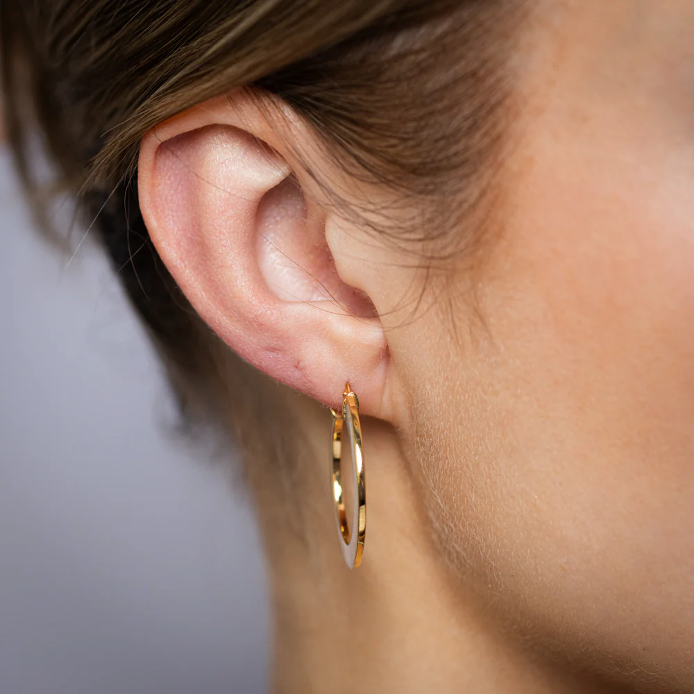 9ct Yellow Gold Silverfilled Polished Broad 20mm Hoop Earring - Image 2