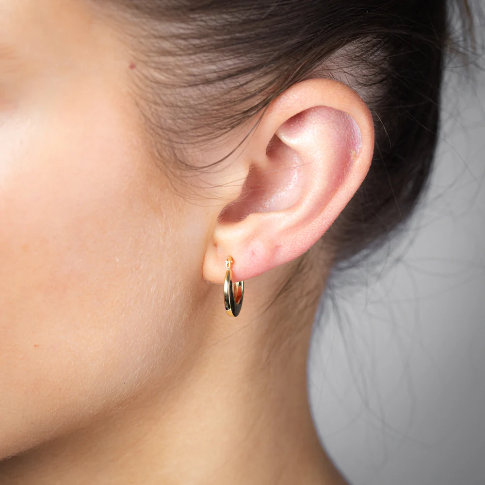 9ct Yellow Gold Silverfilled Polished Creole Hoop Earrings - Image 2
