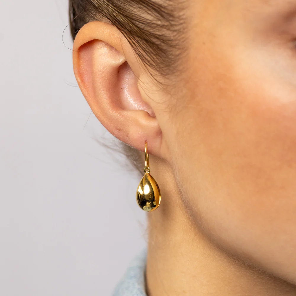 9ct Yellow Gold Silverfilled Polished Teardrop Hook Earrings - Image 3