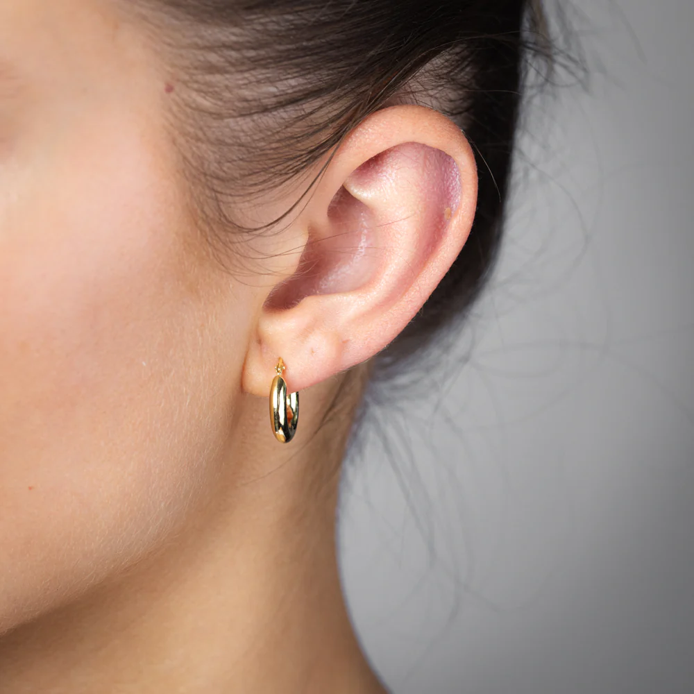 9ct Yellow Gold Silverfilled Polished Tube 15mm (External) Hoop Earrings - Image 2