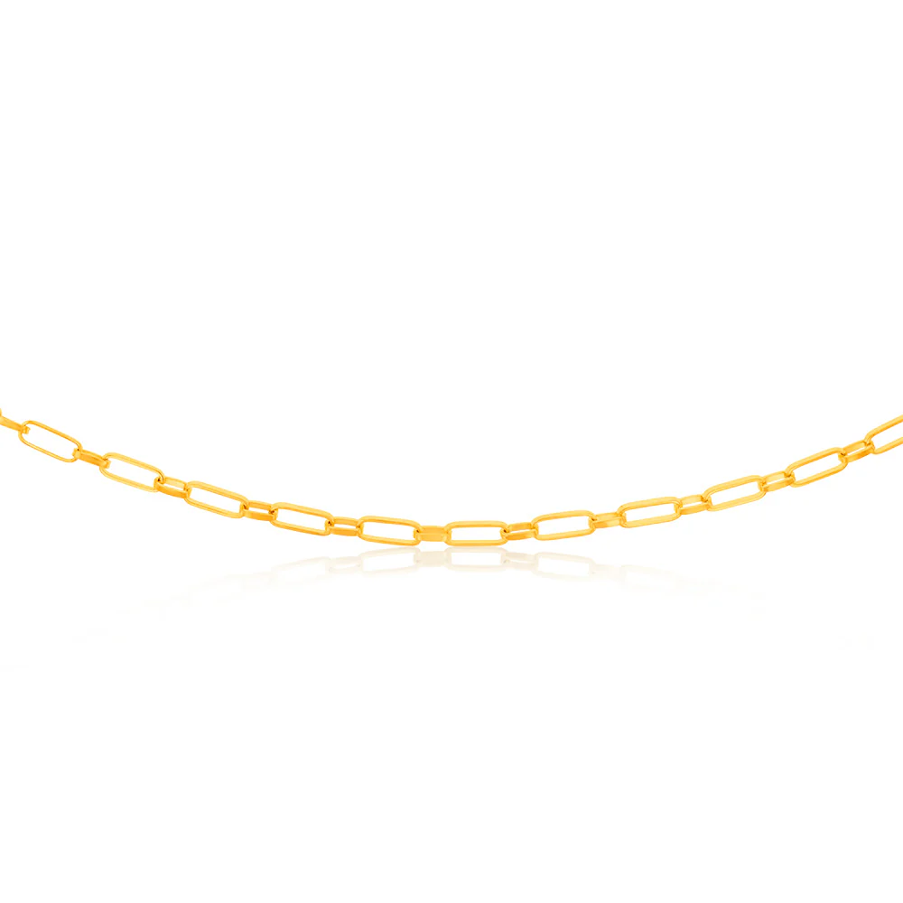 9ct Yellow Gold Silverfilled Small 1+1 Paperclip 45cm Chain - Image 2