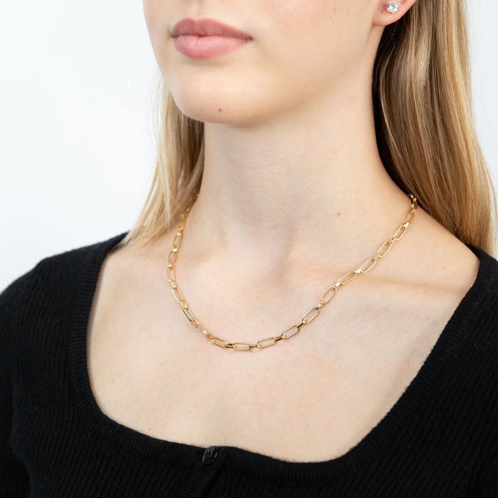 9ct Yellow Gold Silverfilled Small 1+1 Paperclip 45cm Chain - Image 3