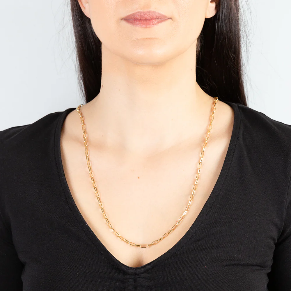9ct Yellow Gold Silverfilled Small Paperclip 70cm Chain - Image 3