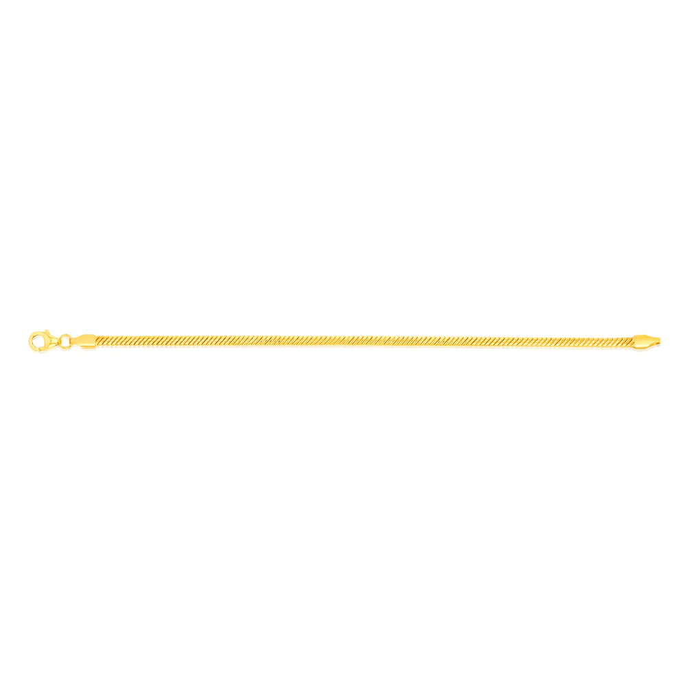9ct Yellow Gold Silverfilled Snake 90 Gauge 19cm Bracelet - Image 2