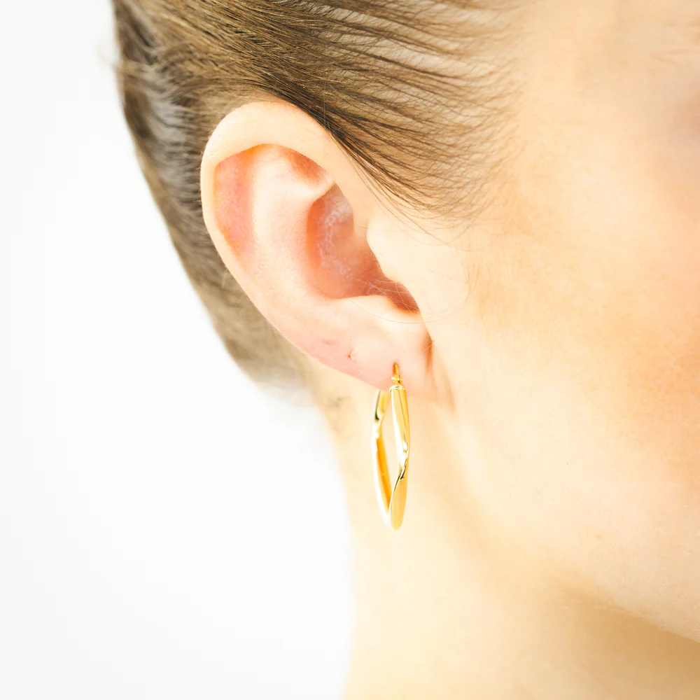 9ct Yellow Gold Silverfilled Square Hoop Earrings - Image 2