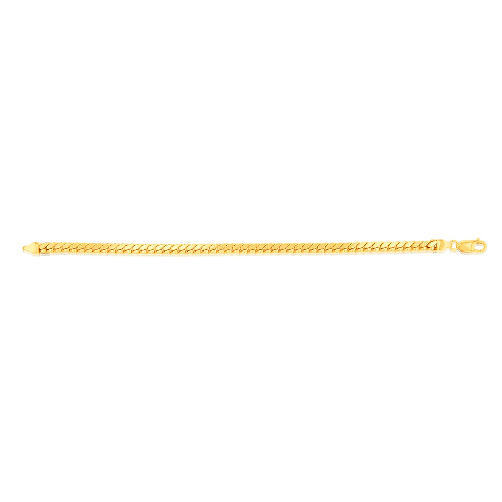 9ct Yellow Gold Silverfilled Square Snake 21cm Bracelet - Image 2