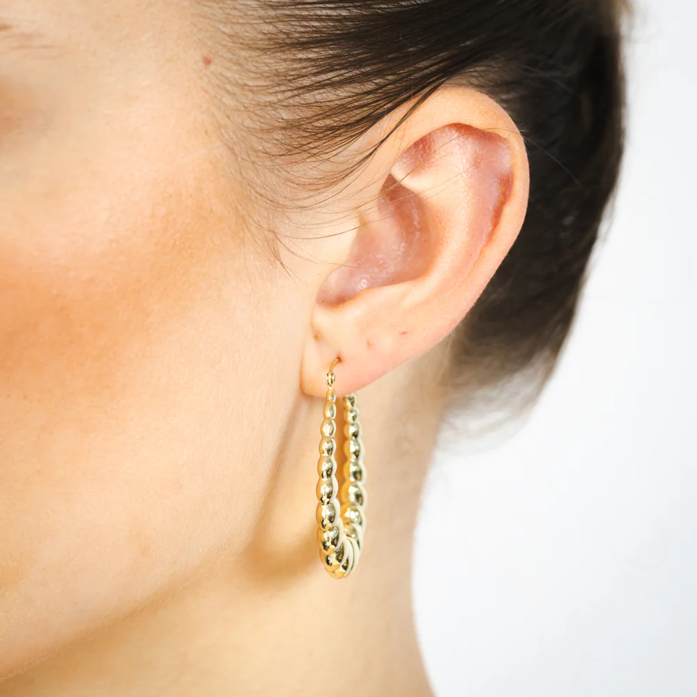 9ct Yellow Gold Silverfilled Stamped Earrings - Image 2
