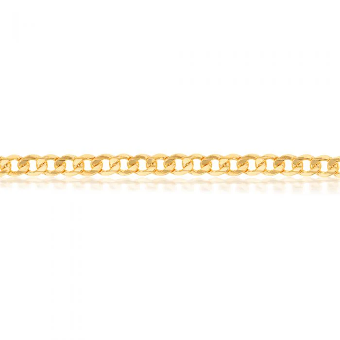 9ct Yellow Gold Silverfilled Super Flat Bev Curb 200Gauge 21cm Bracelet - Image 2