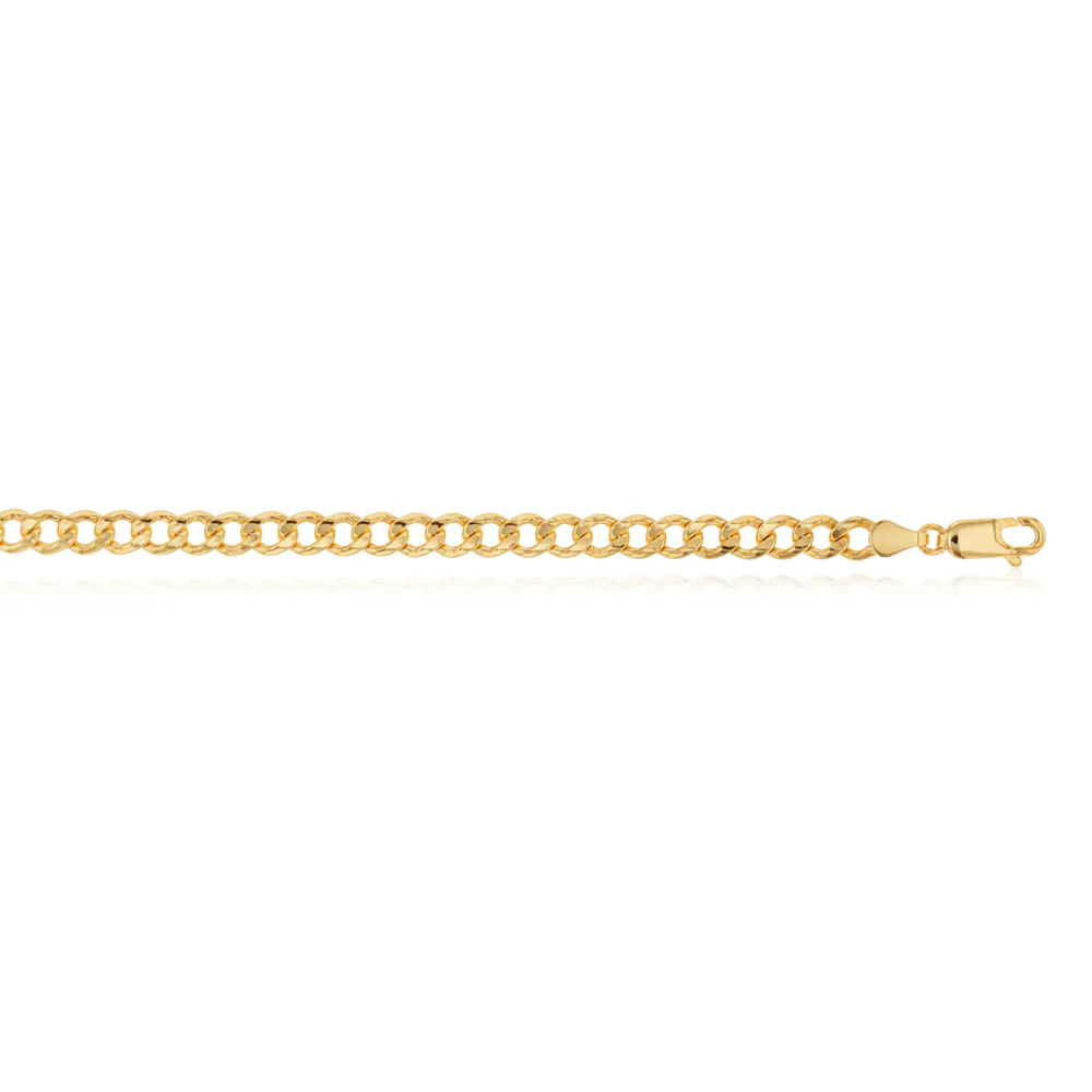 9ct Yellow Gold Silverfilled Super Flat Curb 120 Gauge 21cm Bracelet - Image 2