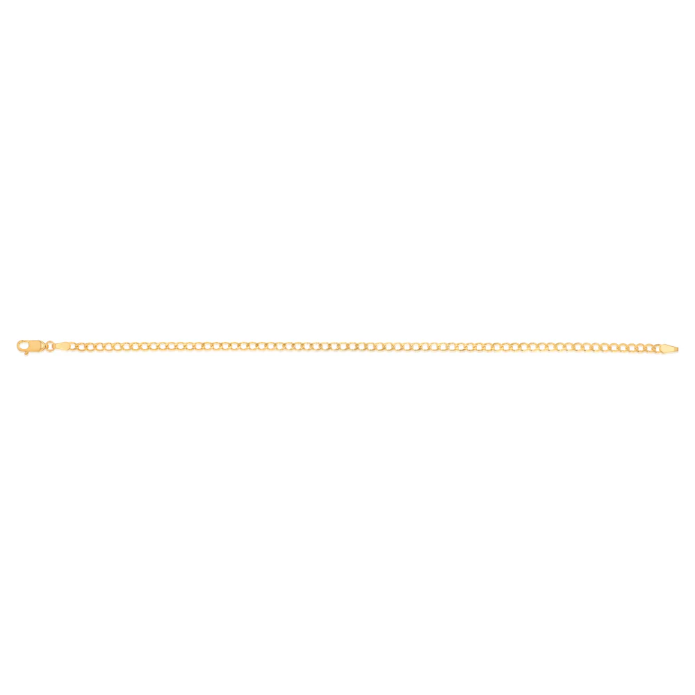 9ct Yellow Gold Silverfilled Super Flat Curb 80 Gauge 21cm Bracelet - Image 2