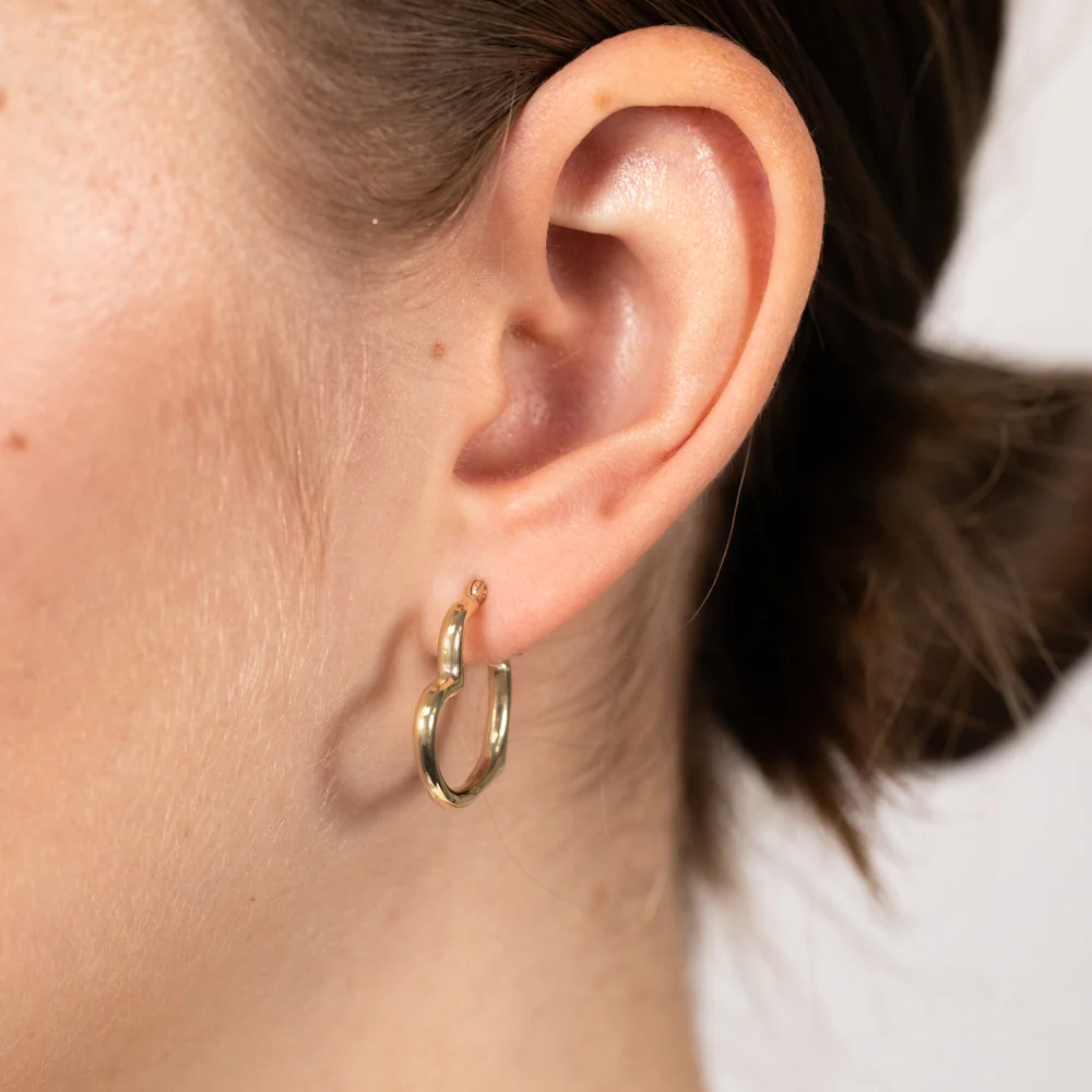 9ct Yellow Gold Silverfilled Superlight Heart Hoop Earrings - Image 2