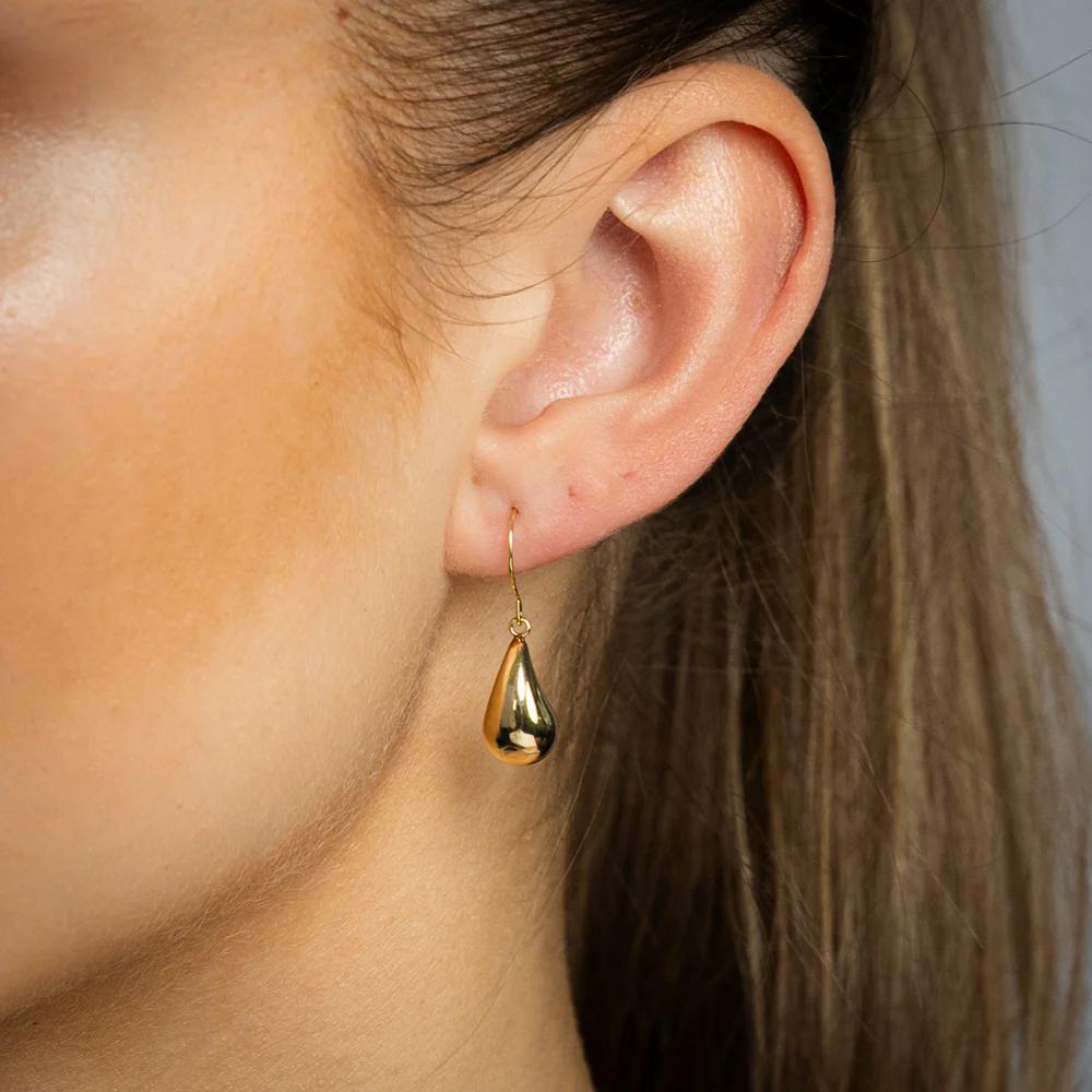 9ct Yellow Gold Silverfilled Tear Drop Hook Earrings - Image 2