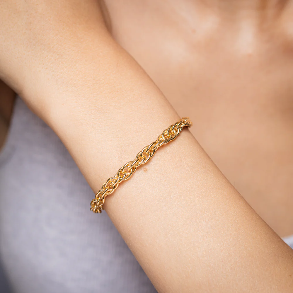9ct Yellow Gold Silverfilled Twist Rope 120 Gauge 19cm Bracelet - Image 4