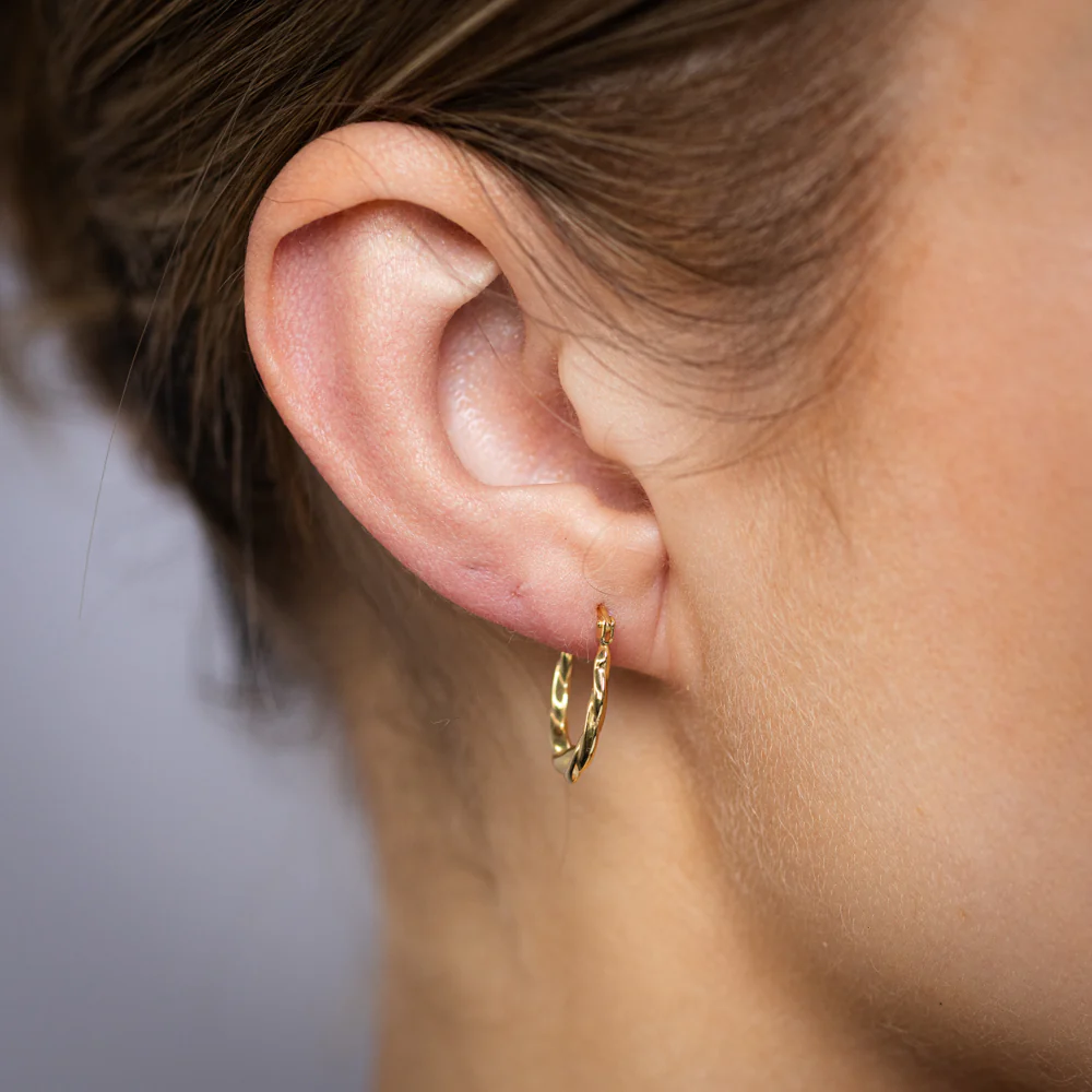 9ct Yellow Gold Silverfilled Twisted Hoop Earrings - Image 2
