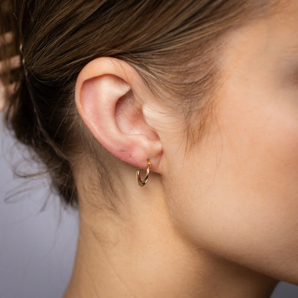 9ct Yellow Gold Silverfilled Twisted Hoop Earrings - Image 2