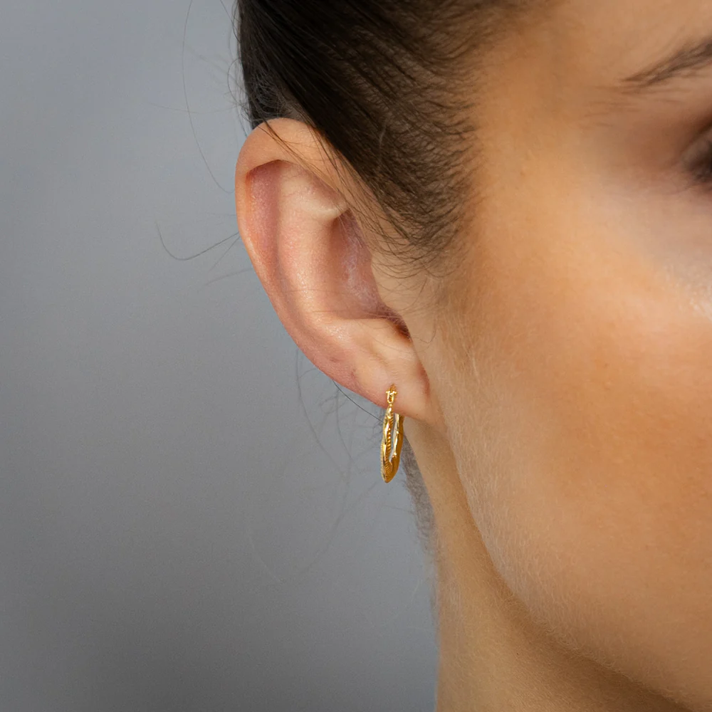 9ct Yellow Gold Silverfilled Twisted Horseshoe Hoop Earrings - Image 2