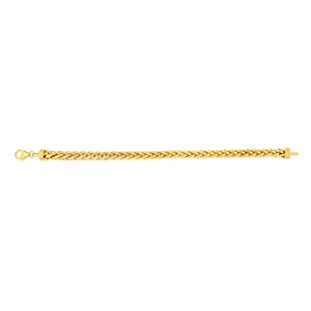 9ct Yellow Gold Silverfilled Wheat 150 Gauge 20cm Bracelet - Image 2