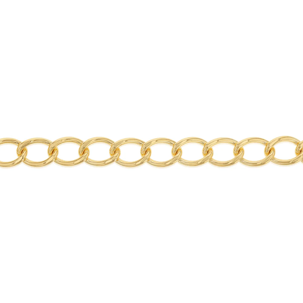 9ct Yellow Gold Silverfilled Wide Curb 19cm Bracelet - Image 3