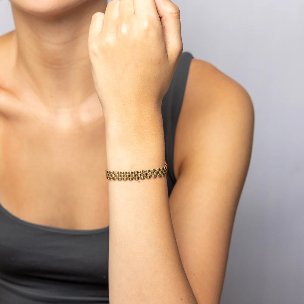 9ct Yellow Gold Silverrfilled Fancy Bracelet - Image 3