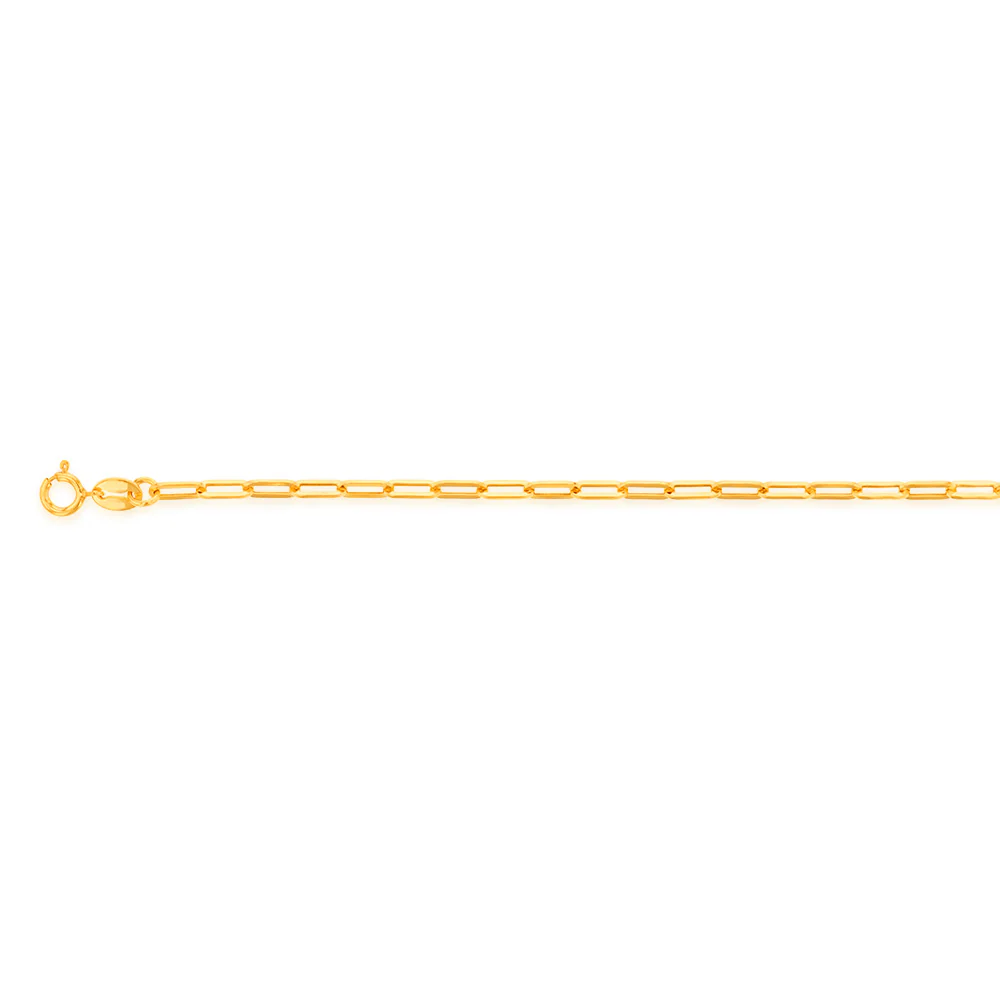9ct Yellow Gold Small Paperclip 18.4cm Bracelet - Image 2