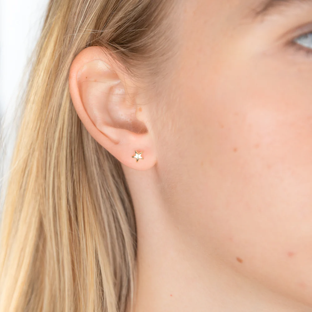9ct Yellow Gold Small Star Stud Earrings - Image 2