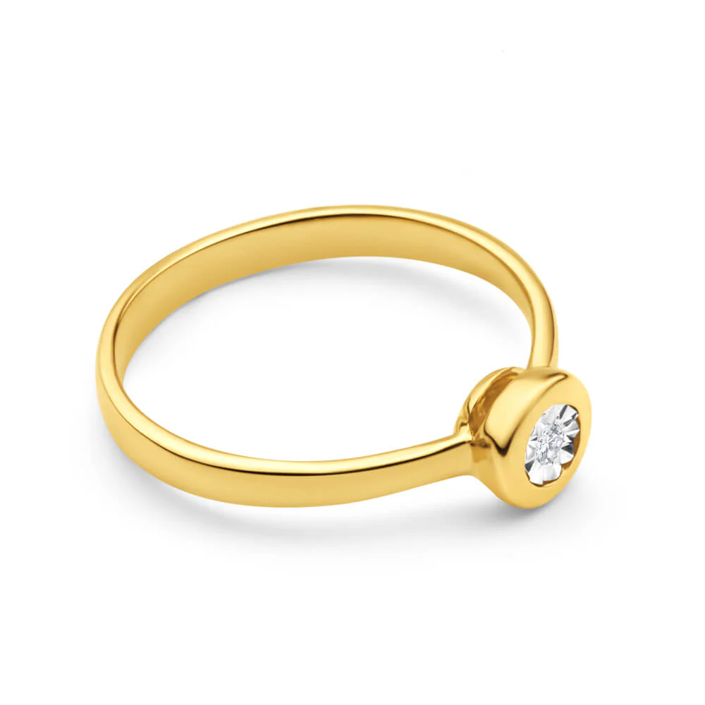 9ct Yellow Gold Solitaire Ring With 0.01 Carat Brilliant Cut Diamond - Image 2