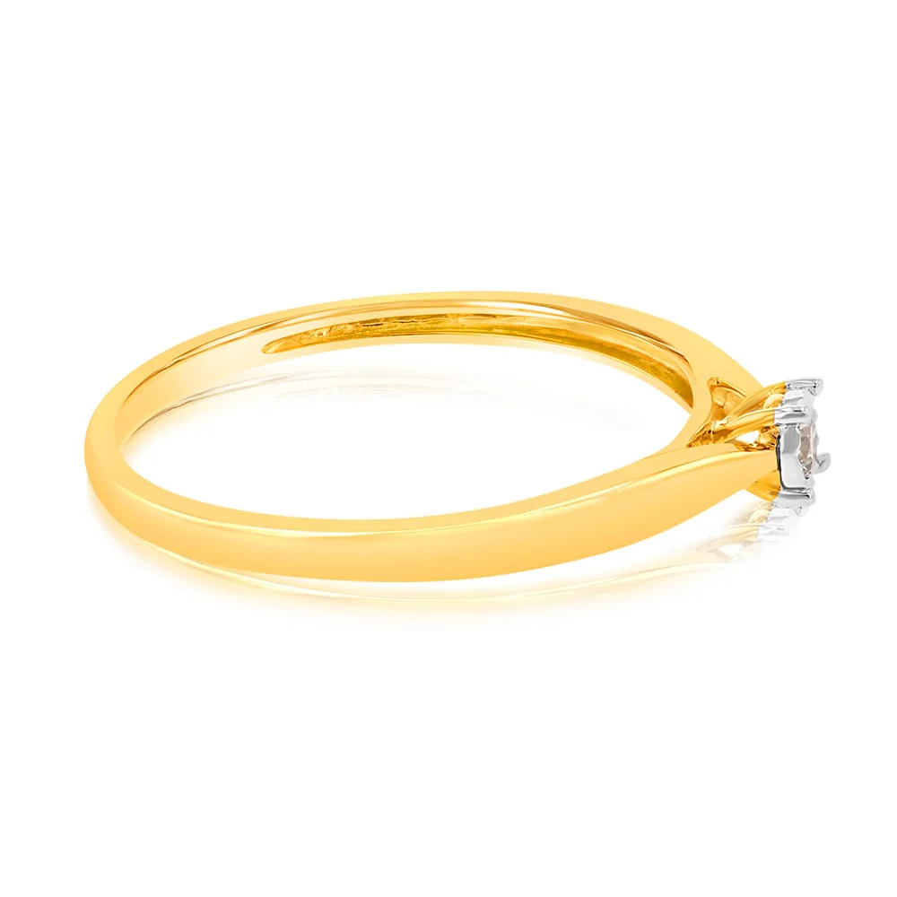 9ct Yellow Gold Solitare Diamond Ring - Image 2