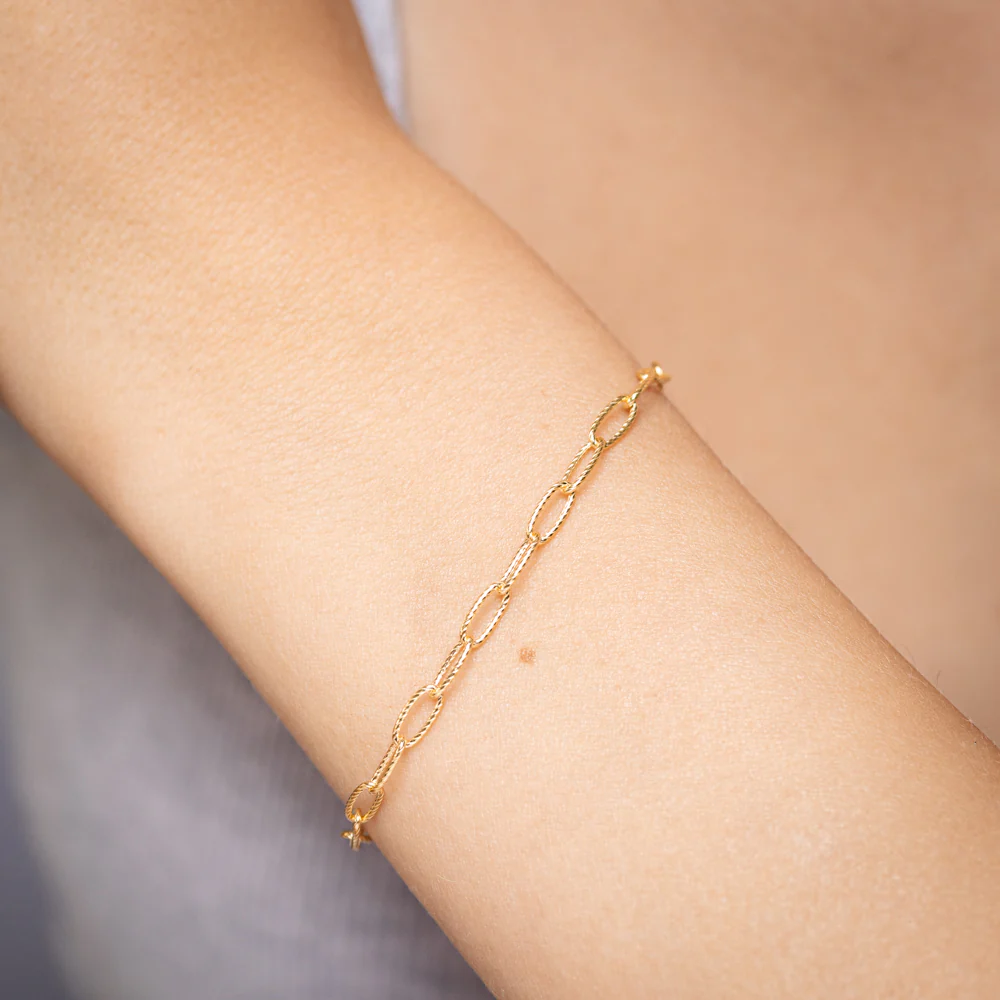 9ct Yellow Gold Sparkle Cable Hollow 19cm Bracelet - Image 3
