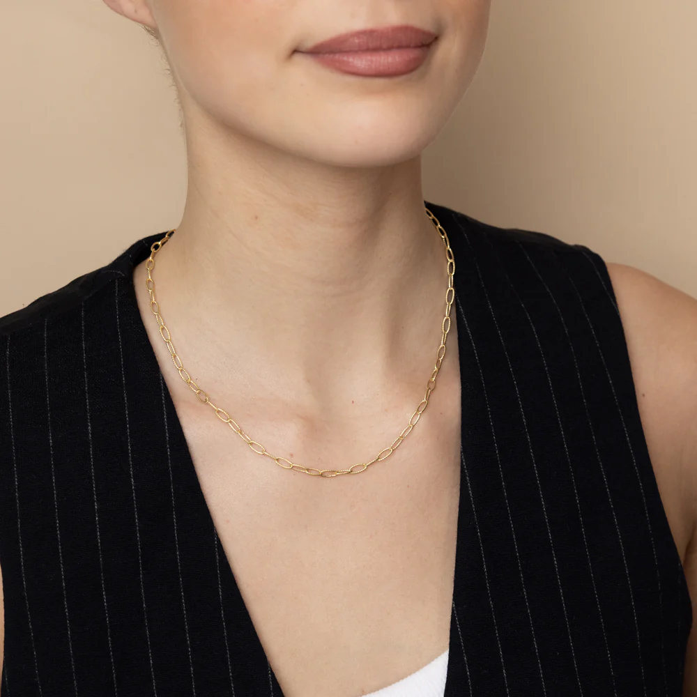 9ct Yellow Gold Sparkle Cable Hollow 45cm Chain - Image 3
