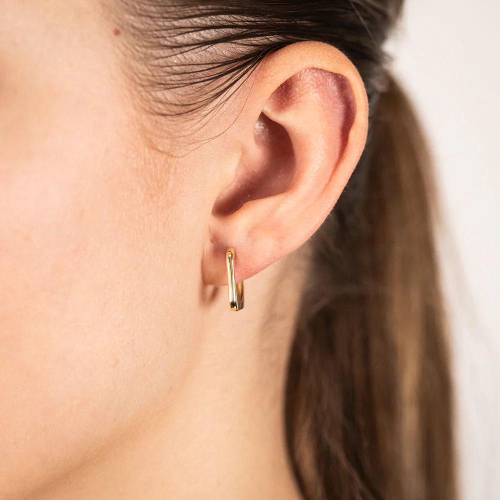 9ct Yellow Gold Square Huggie Hoop Earrings - Image 2