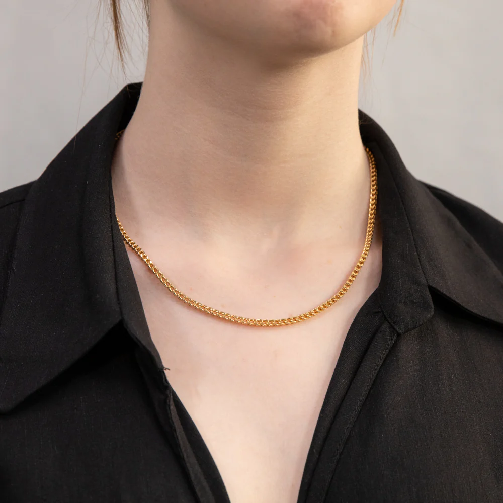 9ct Yellow Gold Square Spiga 45cm Chain - Image 3
