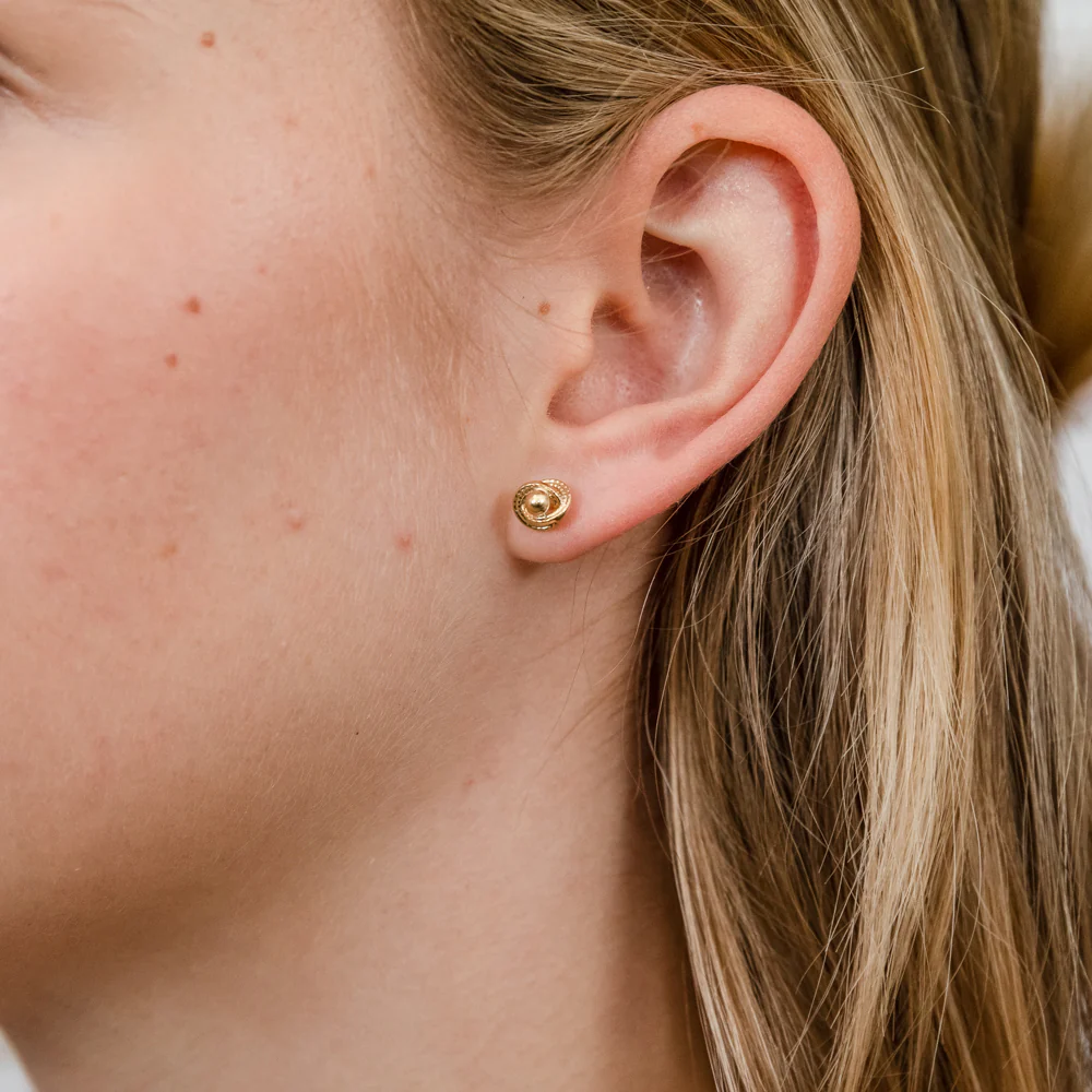 9ct Yellow Gold Stamped Knot Stud Earrings - Image 2
