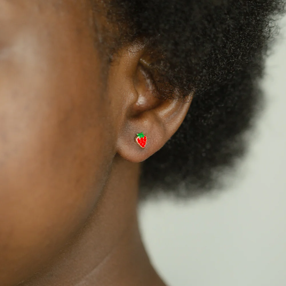 9ct Yellow Gold Strawberry Stud Earrings - Image 2