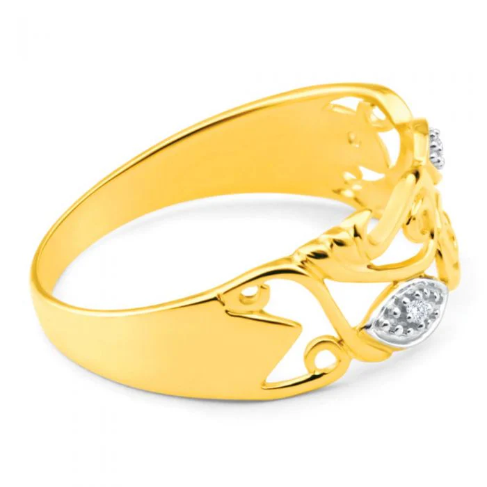 9ct Yellow Gold Stunning Bead Diamond Ring - Image 2