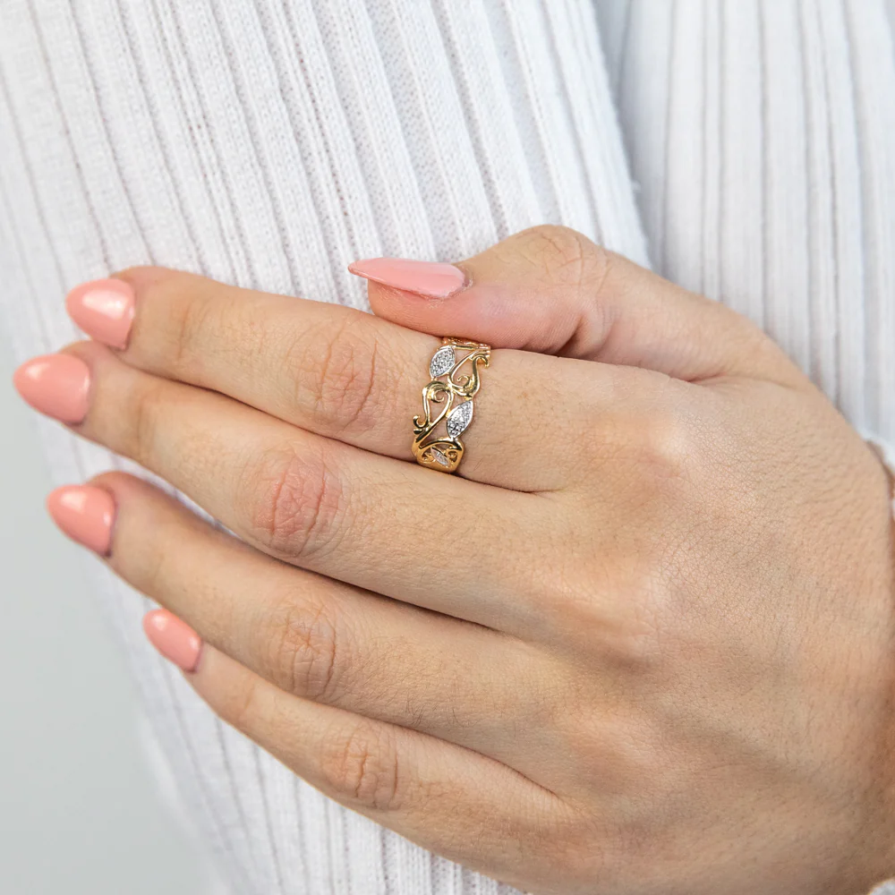 9ct Yellow Gold Stunning Bead Diamond Ring - Image 3