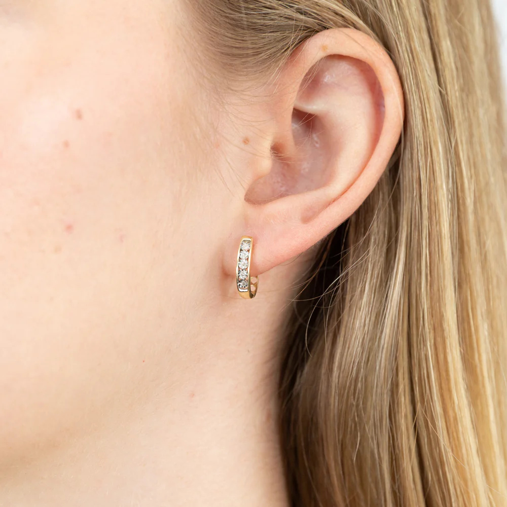 9ct Yellow Gold Sublime Diamond Hoop Earrings - Image 2