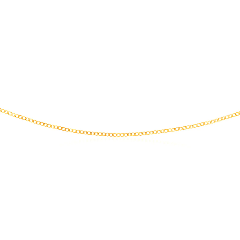 9ct Yellow Gold Superflat Light 50 Gauge Curb 40cm Chain - Image 2
