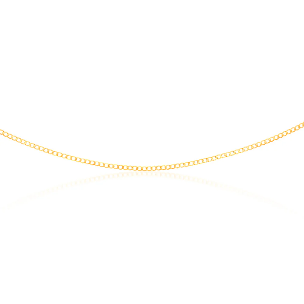 9ct Yellow Gold Superflat Light Curb 65 Gauge 45cm Chain - Image 2
