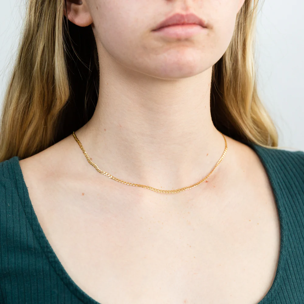 9ct Yellow Gold Superflat Light Curb 65 Gauge 45cm Chain - Image 3