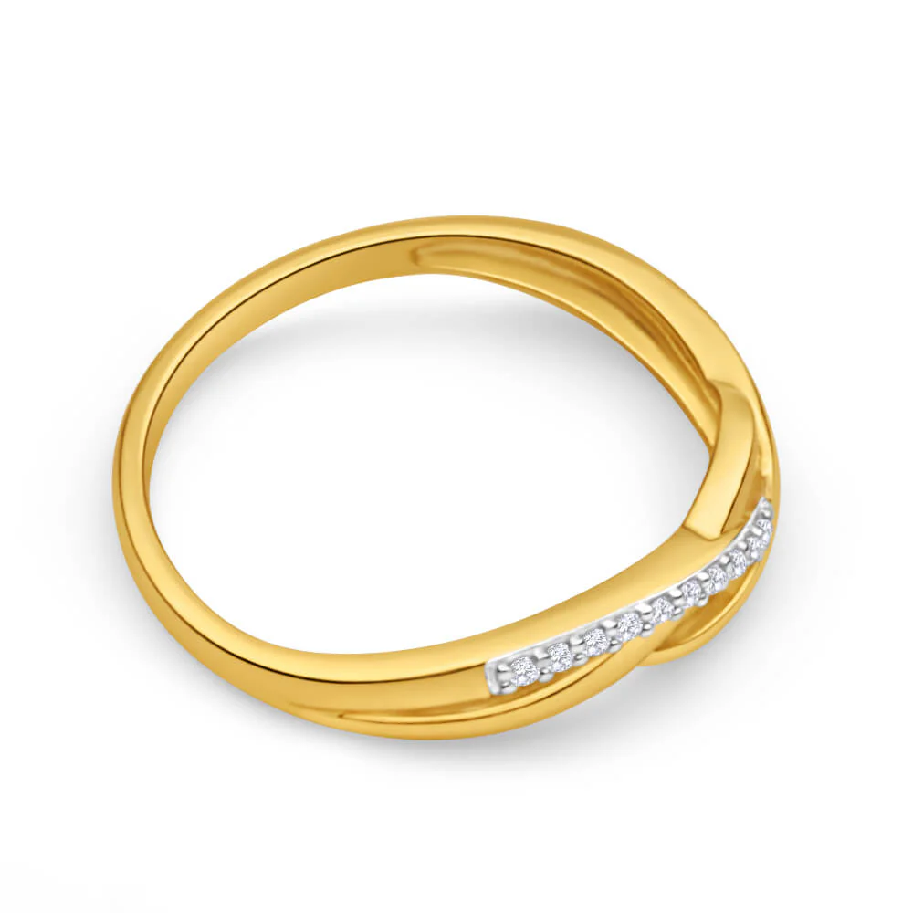 9ct Yellow Gold Swirl Zirconia Ring - Image 2