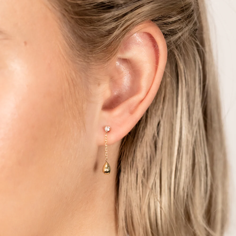 9ct Yellow Gold Tear Drop Earrings - Image 2