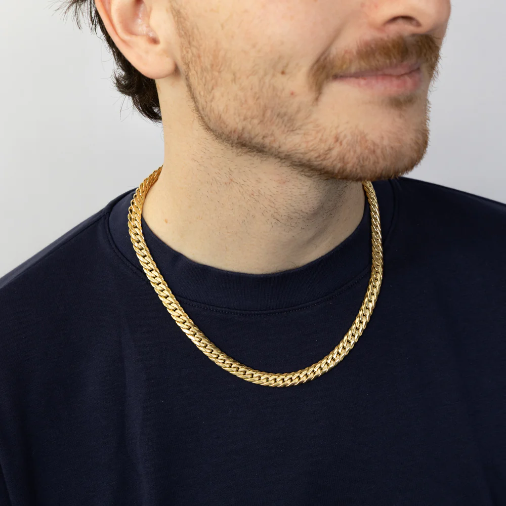 9ct Yellow Gold Textured Herringbone Hollow 50cm Chain - Image 2