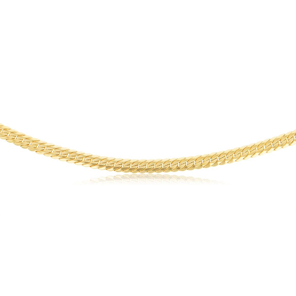 9ct Yellow Gold Textured Herringbone Hollow 55cm Chain - Image 2