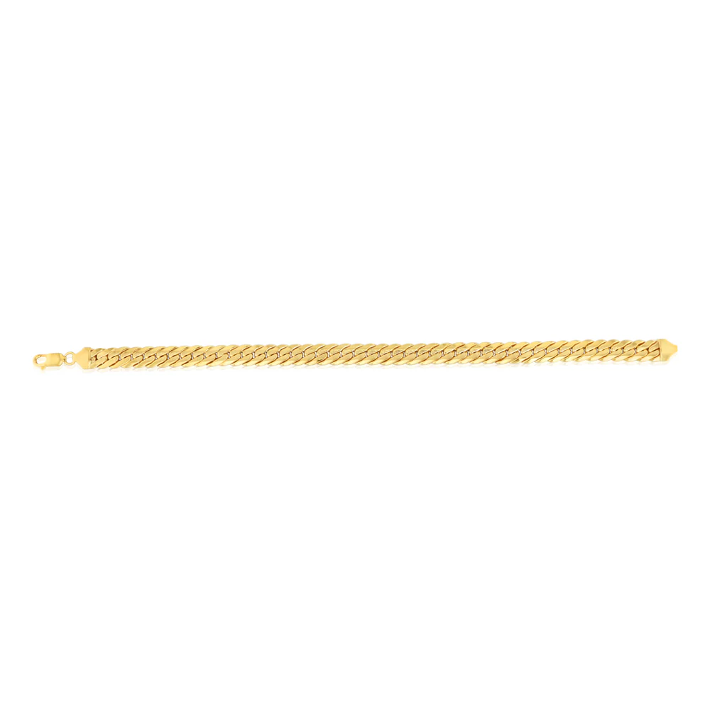 9ct Yellow Gold Textured Herringbone Hollow Chain 21cm Bracelet - Image 2