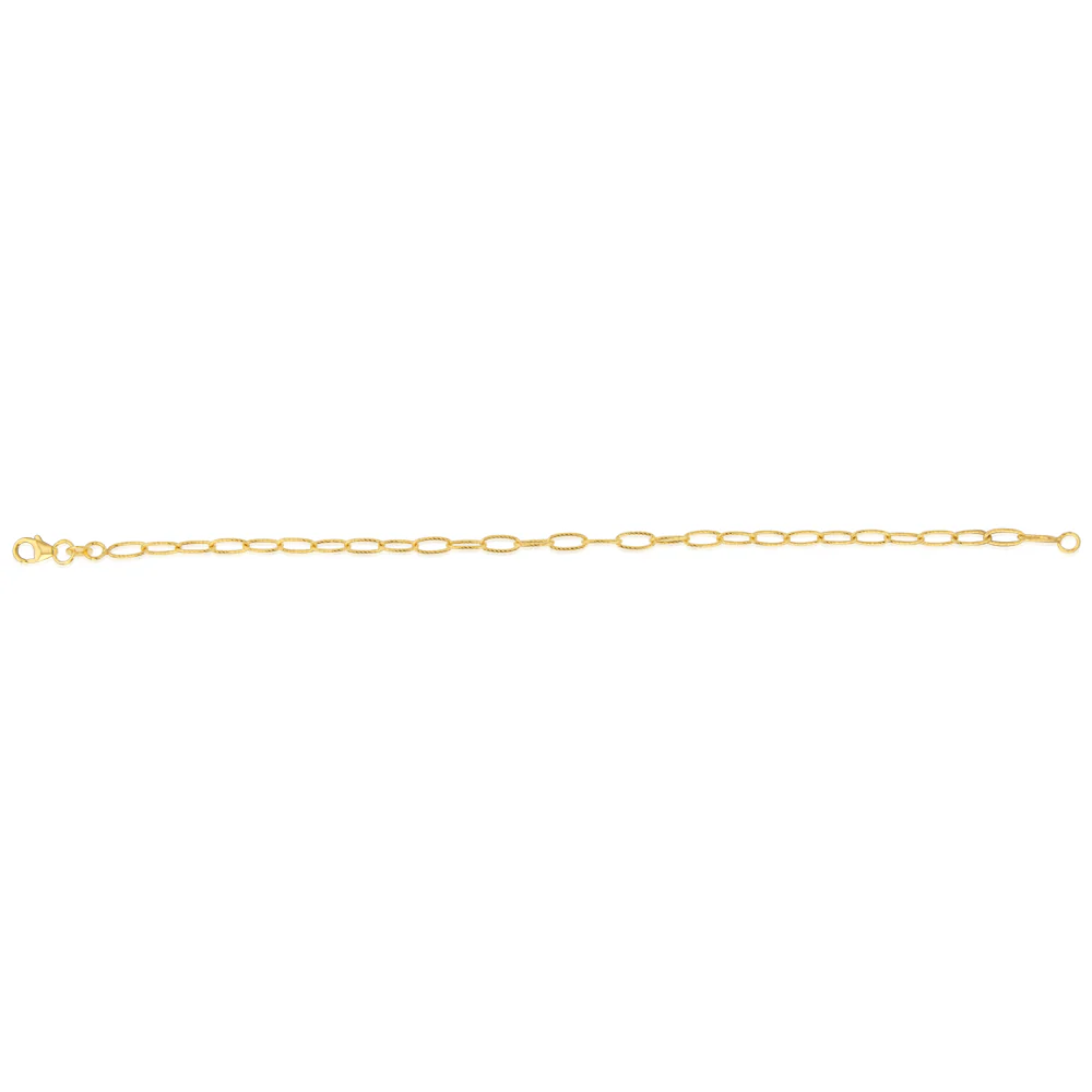 9ct Yellow Gold Textured Paperclip 19cm Bracelet - Image 2