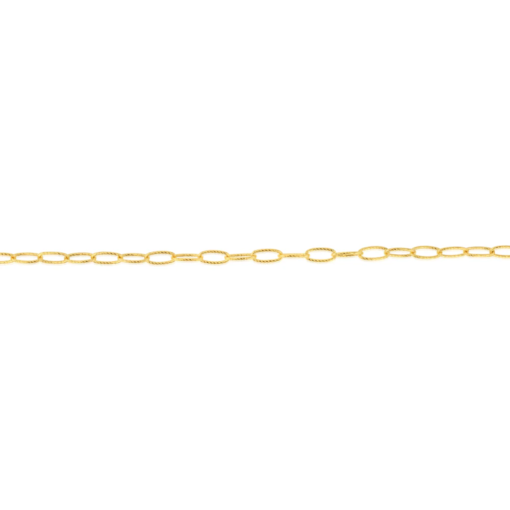 9ct Yellow Gold Textured Paperclip 19cm Bracelet - Image 3