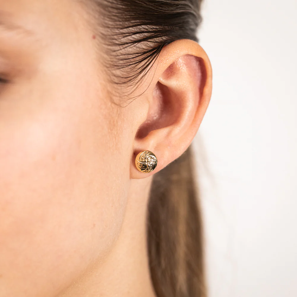 9ct Yellow Gold Textured Stud Earrings - Image 2