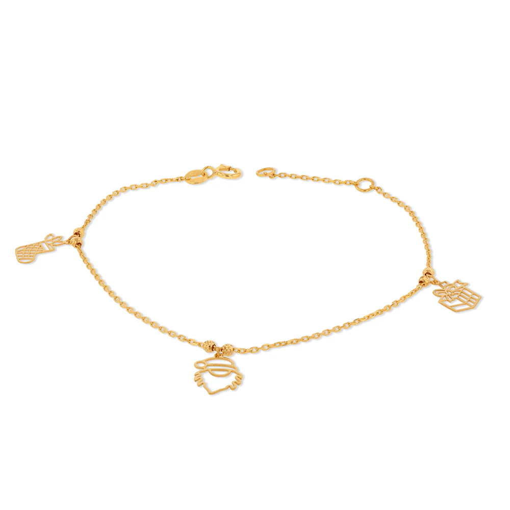 9ct Yellow Gold Three Christmas Charm Bracelet - Image 3