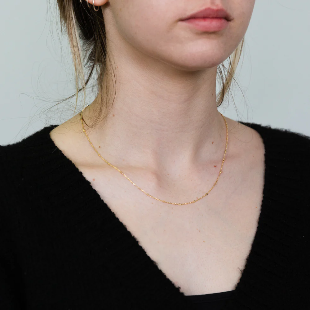 9ct Yellow Gold Tight Cable Square Ball 45cm Chain - Image 3